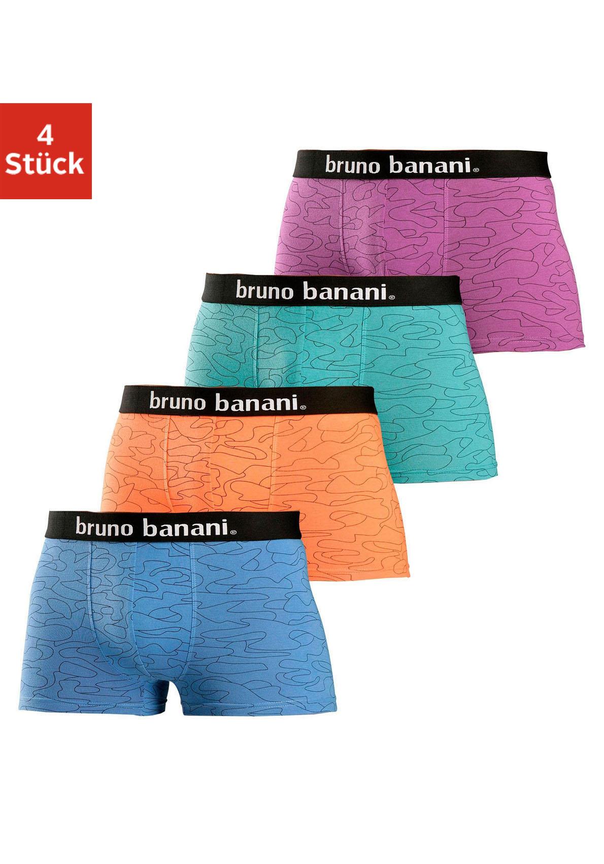 Hipster BRUNO BANANI, Herren, Gr. XL, bunt (blau, orange, türkis, lila), Jersey, Obermaterial: 95% Baumwolle, 5% Elasthan, gemustert, körpernah, Unterhosen, knapp sitzende Boxershorts in uni oder gemustert aus Baumwollmischung Image