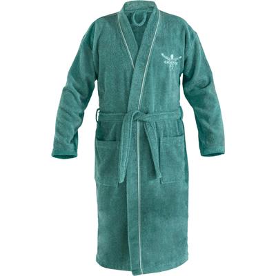 Bademantel CHIEMSEE "Chiemsee Bademantel Venice für Damen und Herren, ideal für Sauna & Spa" Gr. XL, grün (smaragd), L:122cm in Gr. XL, Baumwolle, Hausmäntel, Logostickerei auf der Brust Image