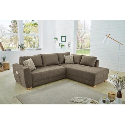 Ecksofa JOCKENHÖFER GRUPPE "Luzern L-Form", braun, B:254cm H:87cm T:208cm, Luxus-Microfaser (100% Polyester), Sofas, mit Bettfunktion und geräumigen Bettkasten Image