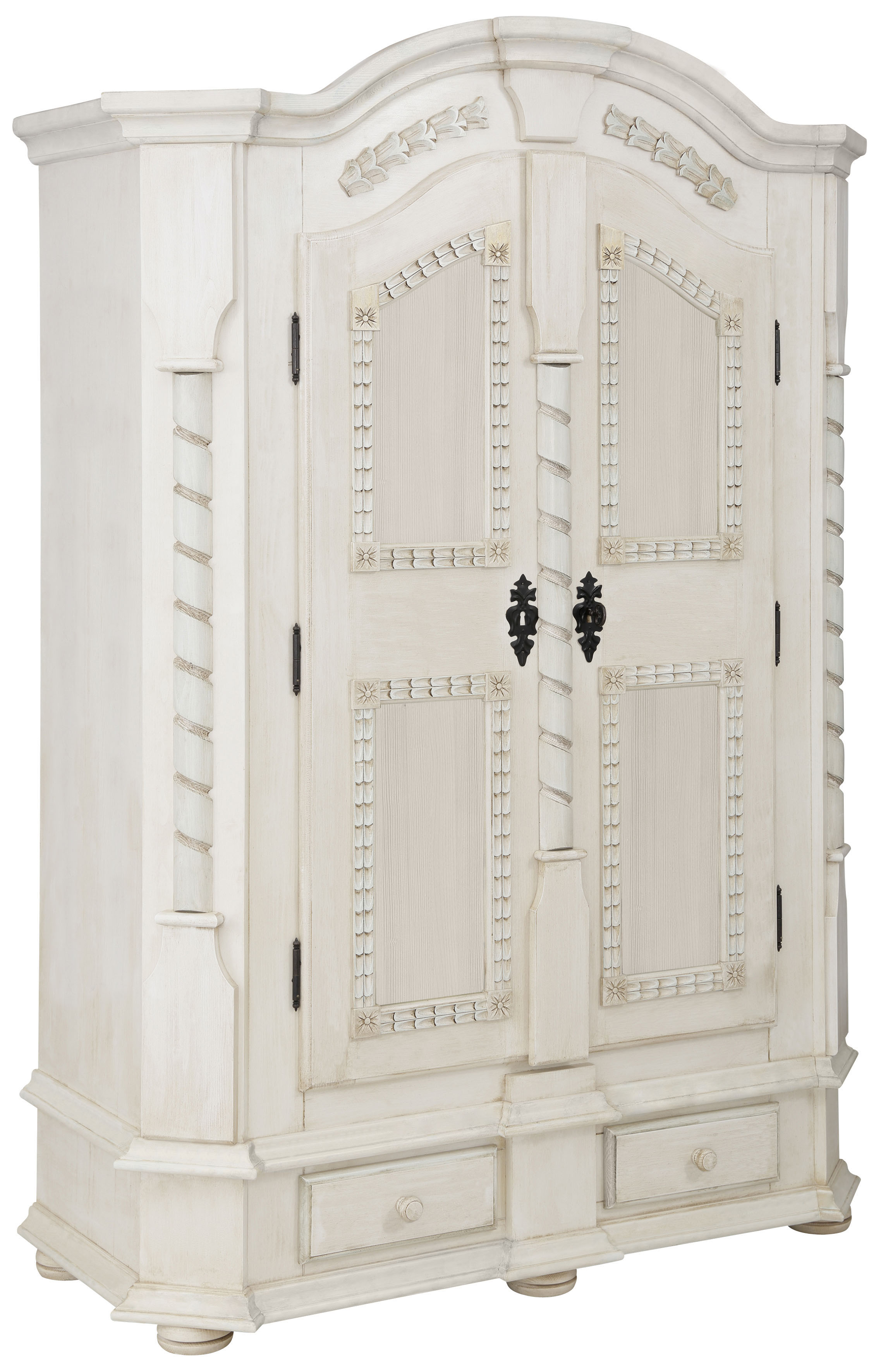 „Kleiderschrank HOME AFFAIRE „“Sophia““ Schränke Gr. B/H/T: 129 cm x 187 cm x 57 cm, 2 St., weiß (weiß, antik) Bauernschrank Garderobenschrank Garderobenschränke Schränke in zwei unterschiedlichen Ausführungen der Schrankfronten, Höhe 187 cm“