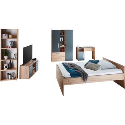 Jugendzimmer-Set ARTHUR BERNDT "Alessio", braun (artisan oak nachbildung, anthrazit), ohne Matratze, B/H: 120cm x 200cm, Schlafzimmermöbel-Sets, mit Melamin-Oberfläche