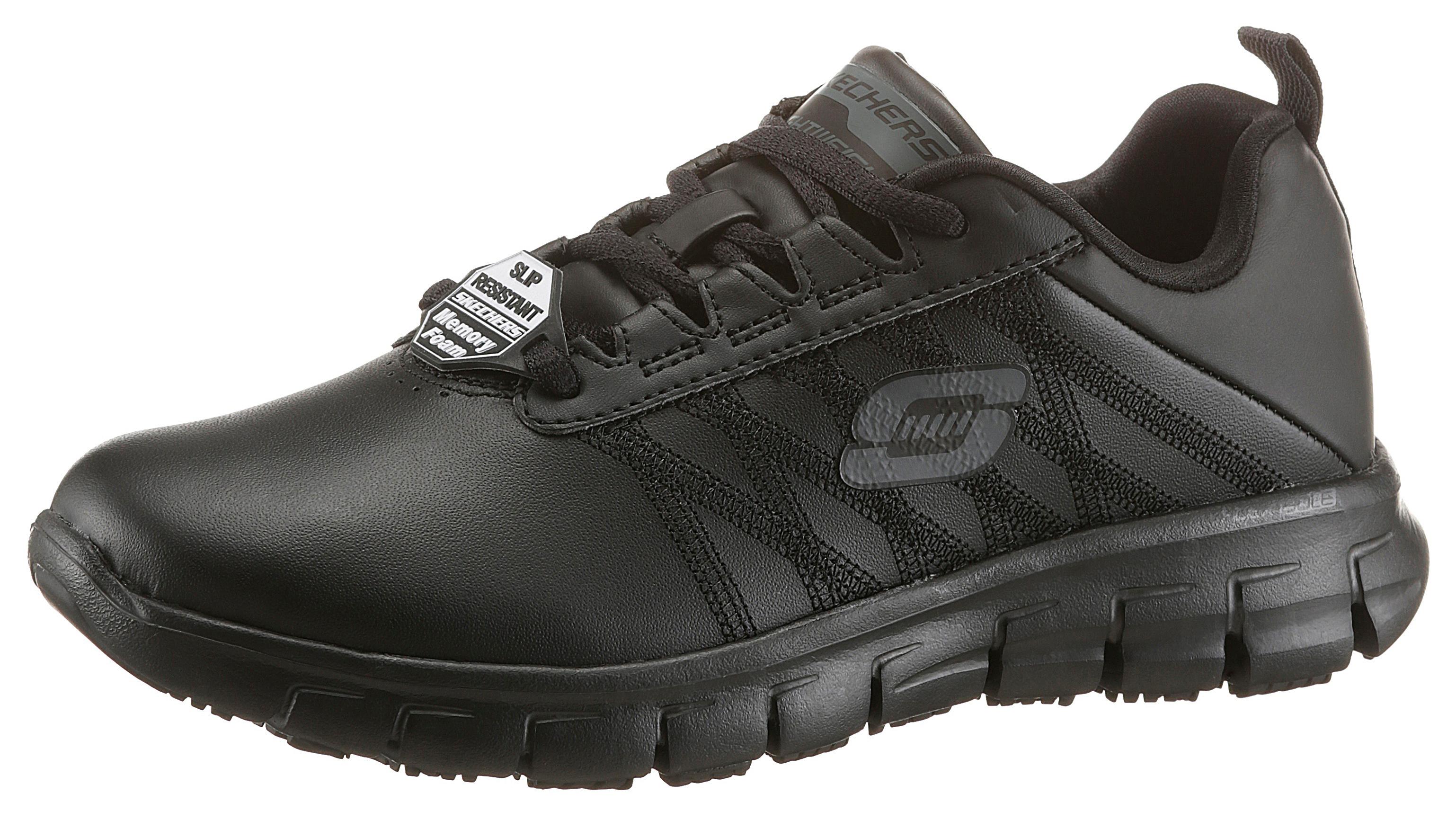 Berufsschuh SKECHERS "Sure Track Erath Schnürschuh" Gr. 38, schwarz, 38, Leder, Schuhe, Schnürschuh für Gastronomie,Pflege mit rutschhemmender Laufsohle Image