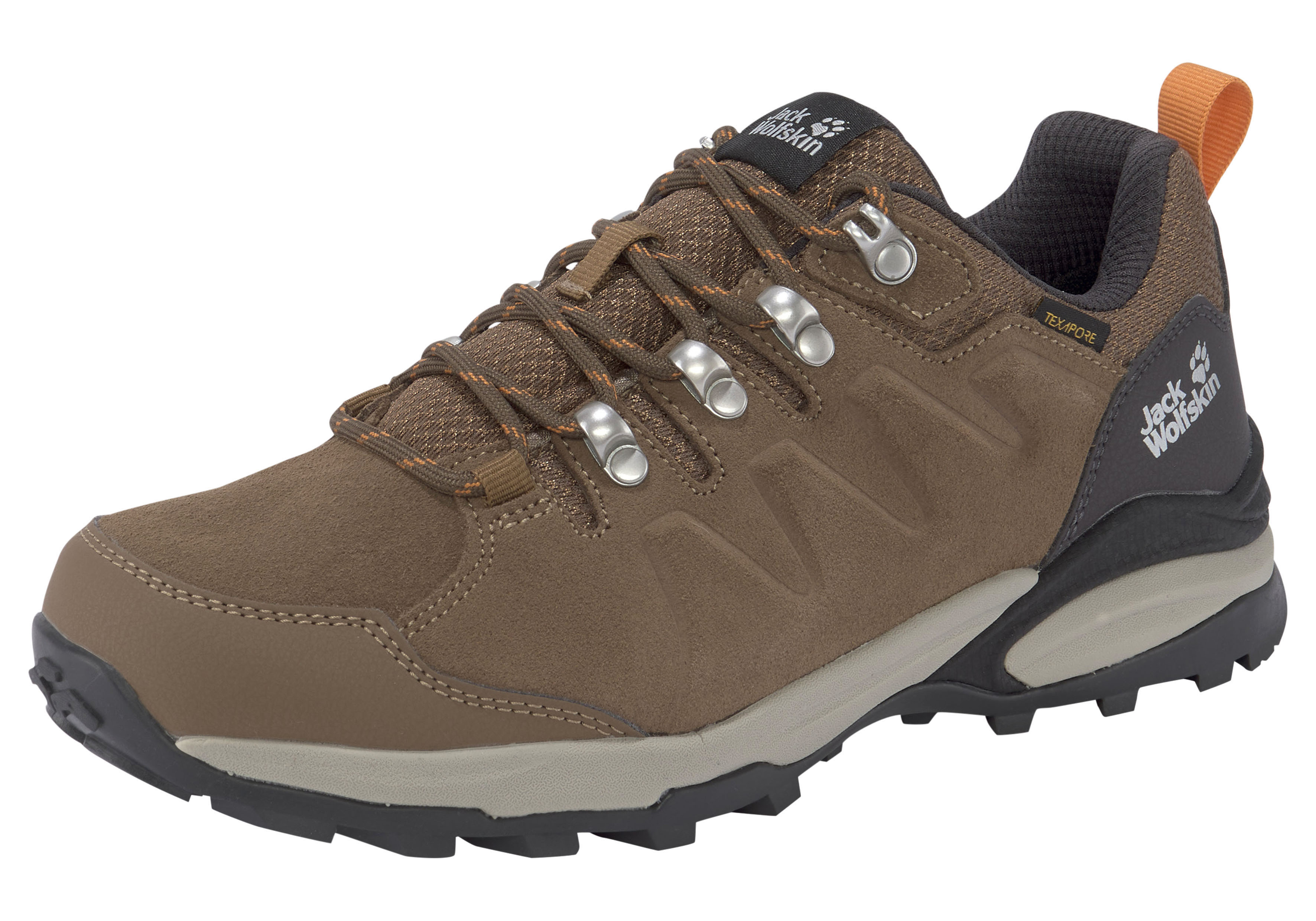 Wanderschuh JACK WOLFSKIN "REFUGIO TEXAPORE LOW W", Damen, Gr. 39, braun, Textil, Veloursleder, Schuhe Wanderschuh, wasserdicht, Trekkingschuh Image