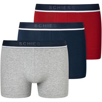 Boxer SCHIESSER "95/5", Herren, Gr. 5, bunt (909, rot, blau, grau meliert), Jersey, Obermaterial: 95% Baumwolle, 5% Elasthan, unifarben, meliert, eng, Unterhosen, mit sportlichem Logo-Webgummibund Image