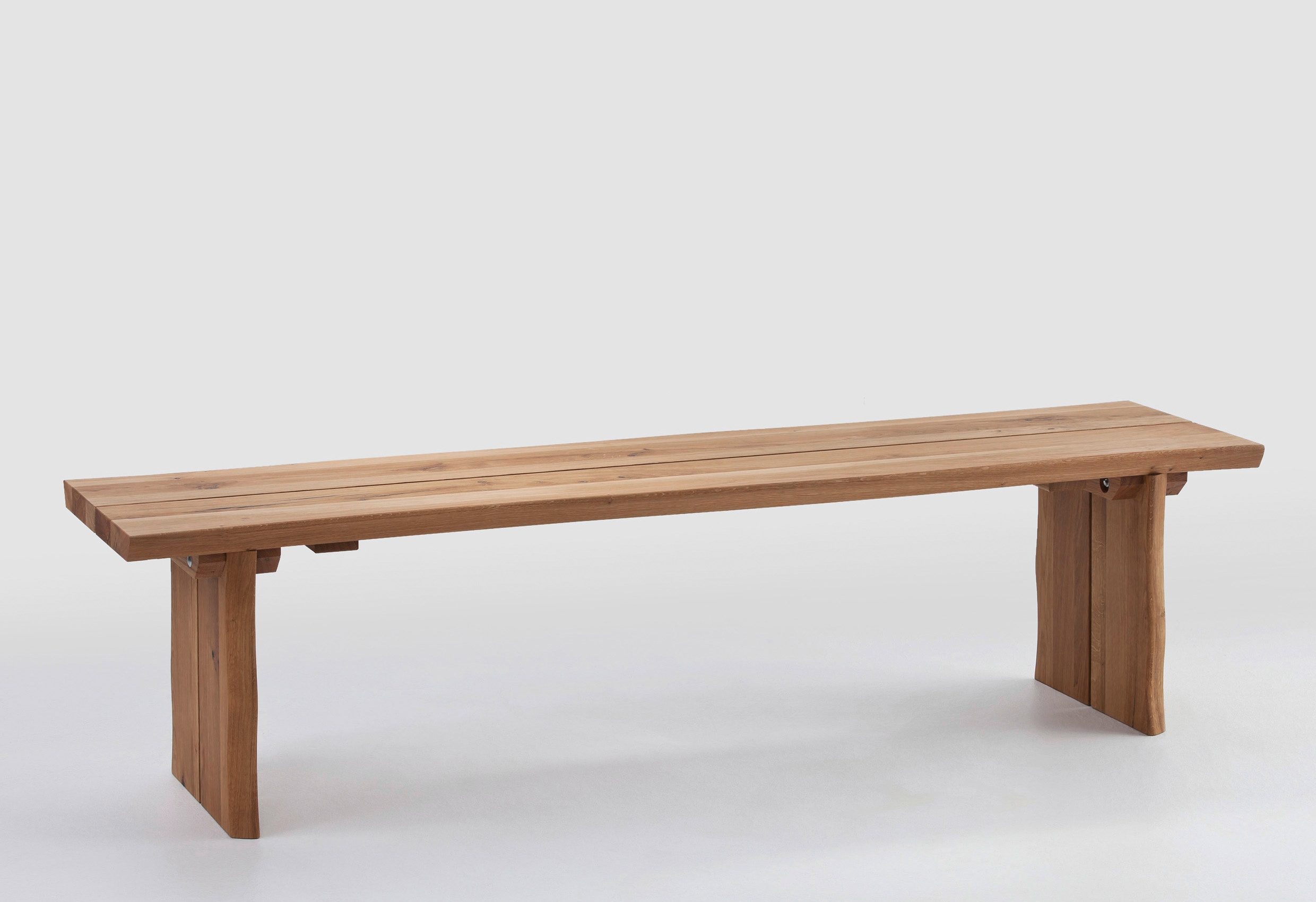 Sitzbank MASSIVLINE & MORE "Oviedo", braun (braun, wildeiche), B:200cm T:44cm, Massivholz, Sitzbänke, Sitzbank, Gestell massiv mit Baumkante