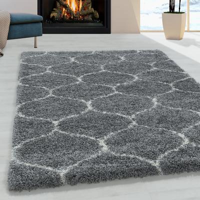 Hochflor-Teppich AYYILDIZ TEPPICHE "SALSA 3201", grau, B:200cm H:50mm L:290cm, Polypropylen (PP), Teppiche, auch in rund, Pflegeleicht / Strapazierfähig / Shaggy/ Wohnzimmer Image