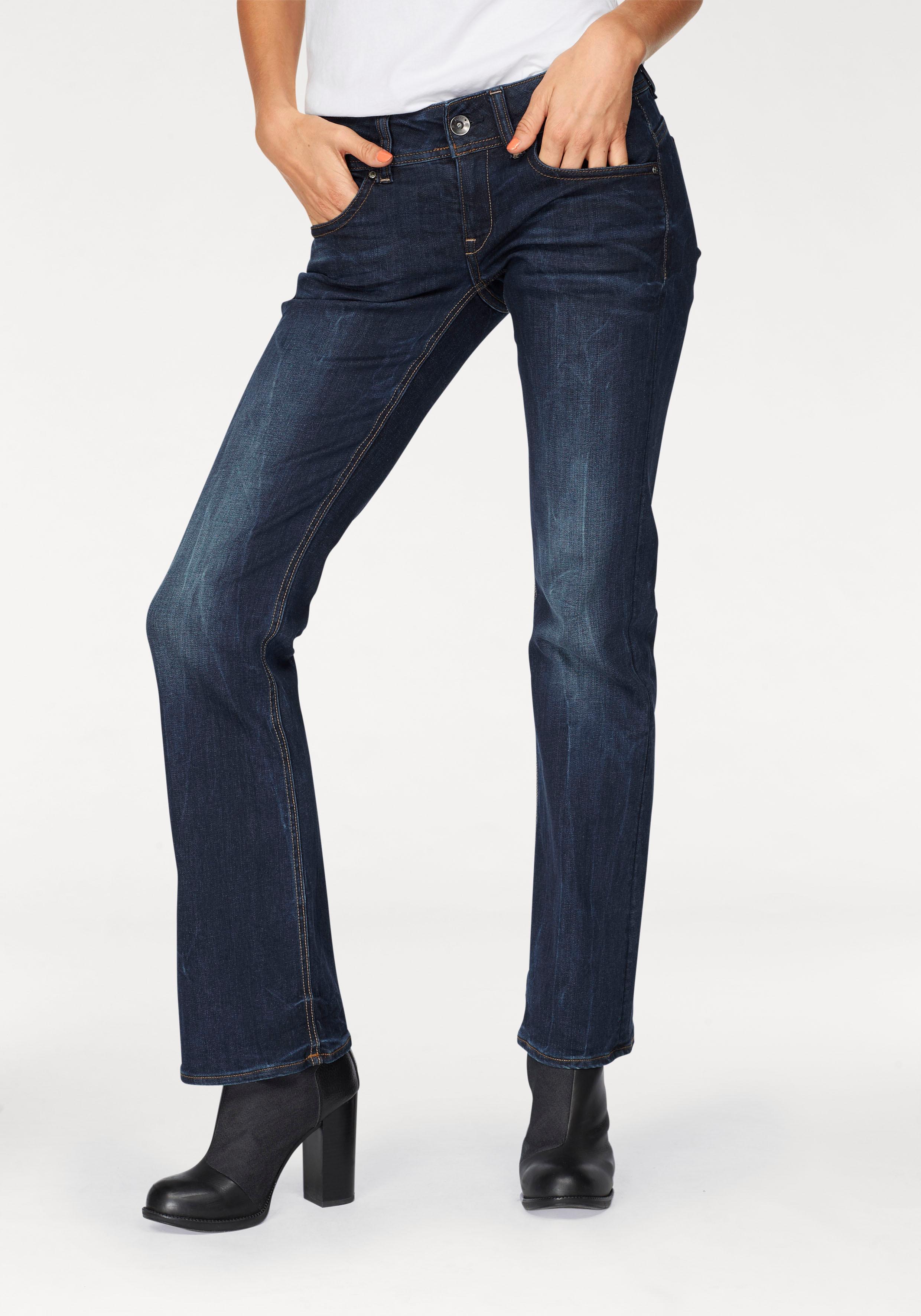 Bootcut-Jeans G-STAR "Midge Saddle Bootcut", Damen, Gr. 30, Länge 30, blau (schwarz aged, neutro stretch denim), Denim/Jeans, Obermaterial: 92% Baumwolle, 7% Polyester, 1% Elasthan, bootcut fit lang, Jeans