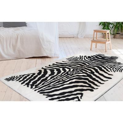 Hochflor-Teppich MY HOME "Elias" Gr. 4, schwarz-weiß (weiß, schwarz), B:160cm H:30mm L:230cm, Kunstfaser, Teppiche, Fell-Optik, Wohnzimmer Image