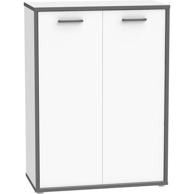 Kommode FORTE "Keflav", weiß (weiß, uni wolfram grau), B:84,5cm H:115,1cm T:41,5cm, Spanplatte, Sideboards, Breite 84,5 cm Image