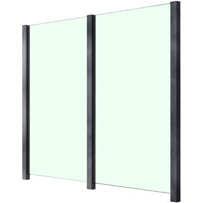 Zaun STAKET PRO, grau, Pfosten: 3 St., Aluminium, Glas, Zaunelemente, Glaszaun, Gesamtlänge: 2,212 m, 3 Pfosten