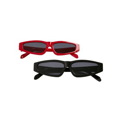 Sonnenbrille URBAN CLASSICS "Urban Classics Unisex Sunglasses Lefkada 2-Pack", Damen, Gr. one size, rot (schwarz, schwarz, rot, schwarz), Brillen