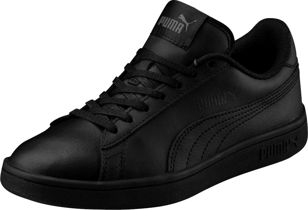Sneaker PUMA "SMASH V2 L JR", Gr. 37, schwarz (puma schwarz, puma schwarz), Leder, Synthetik, unifarben, Schuhe, für Kinder