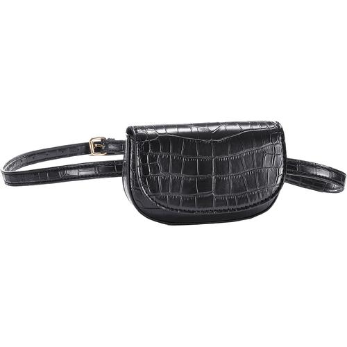 Bauchtasche LASCANA Gr. B/H/T: 17 cm x 12 cm x 3 cm, schwarz Damen Taschen Gürteltaschen in Kroko-Optik, CrossBody,Gürteltasche,Brusttasche, Hüfttasche VEGAN