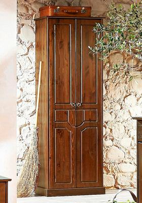 Garderobenschrank HOME AFFAIRE "Klera", braun (dunkelbraun), B:67cm H:187cm T:37cm, Massivholz, Schränke, Garderobenschrank, Breite 67 cm, aus massiver Kiefer, FSC-zertifiziert