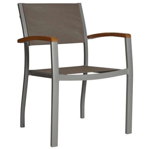 „Gartenstuhl MERXX „“Monaco““ Stühle Gr. B/H/T: 59 cm x 85 cm x 56 cm, 1 St., Aluminium, grau Gartenstuhl Gartenstühle Stühle Armstützen aus Akazie, stapelbar“