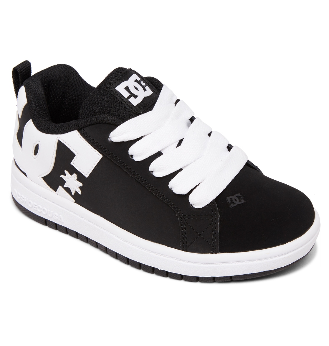 Sneaker DC SHOES "Court Graffik", Kinder, Gr. 1(32), schwarz-weiß (schwarz, weiß), Obermaterial: Leder / Futter: Textil / Außensohle: Gummi, Schuhe Sneaker