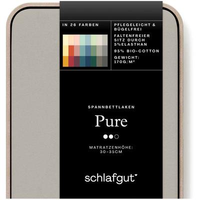 Spannbettlaken SCHLAFGUT "PURE Bio-Baumwolle mit Elasthan, dehnbar blickdicht, straff, Bettlaken", beige (sand mid), B:1