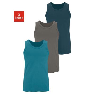 Tanktop H.I.S "Unterhemd für Herren", Herren, Gr. 10/4XL, grün (dunkelpetrol, dunkelgrau, petrol), Jersey, Obermaterial: 100% Baumwolle, unifarben, Basic, körpernah, Rundhals, ohne Ärmel, Tops, mit Rundhals aus Baumwolle Image