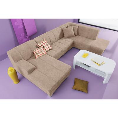 Wohnlandschaft INOSIGN "Anzio, modern und gemütlich, niedrige Armlehne, U-Form", beige (natur), B:297cm H:75cm T:82cm, Primabelle-Microfaser aus 100% Polyester, SOFTLUX-Kunstleder, Struktur-Bezug aus 90% Polyester und 10% Polyacryl, NaturLEDER,... Image