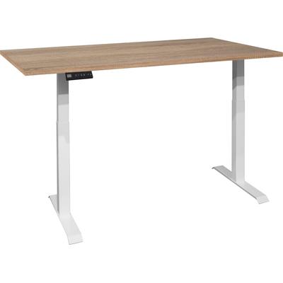 Schreibtisch MÄUSBACHER "Big System Office", weiß (weiß matt, eiche sägerau, weiß matt, eiche sägerau), B:120cm, Tische, Breite 120 cm, elektrisch höhenverstellbar Image