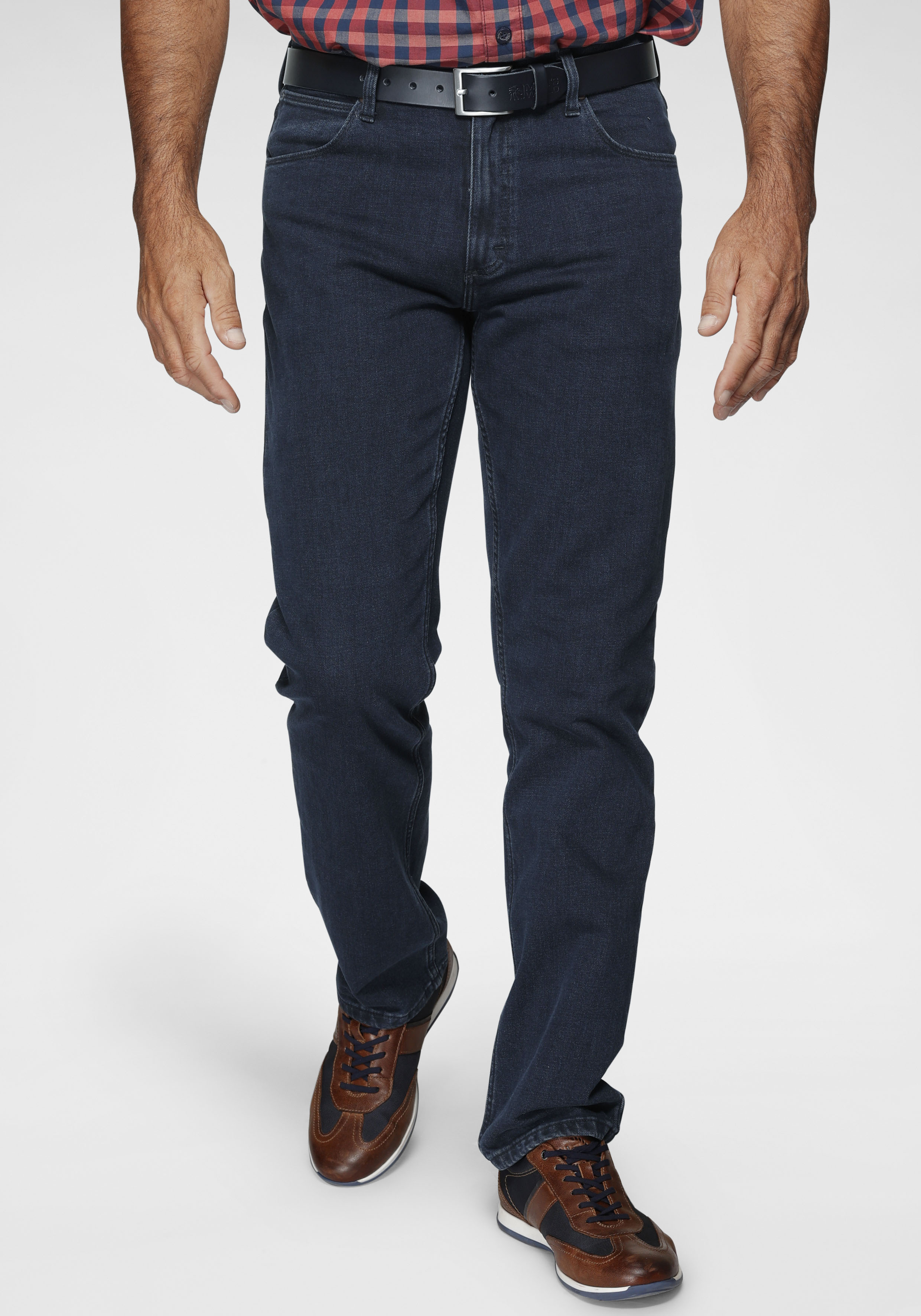 Straight-Jeans WRANGLER "Authentic Straight", Herren, Gr. 33, Länge 30, blau (blau, schwarz), Denim/Jeans, Obermaterial: 99% Baumwolle, 1% Elasthan, normal lang, Jeans Straight-Jeans