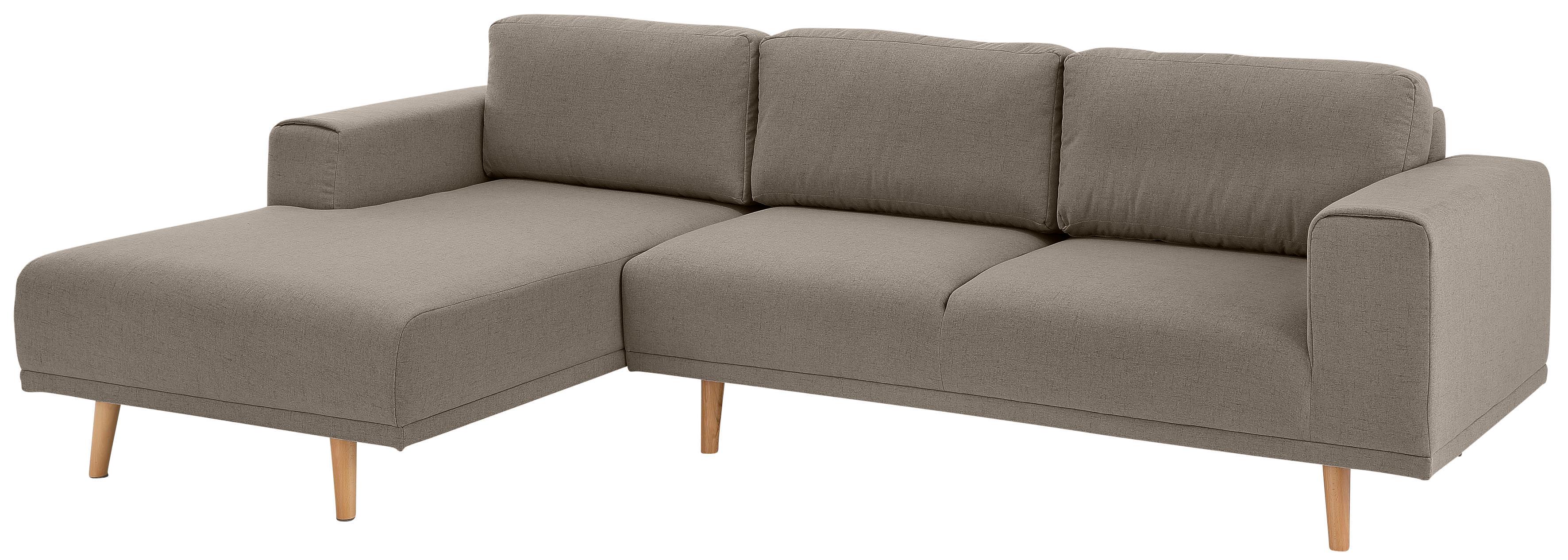 Ecksofa HOME AFFAIRE "Lasse L-Form", braun, B:273cm H:90cm T:167cm, Struktur fein( 100% Polyester);Filzoptik (100% Polyester);Luxus-Microfaser (100% Polyester), Sofas, im scandinavischen Stil mit Holzfüßen