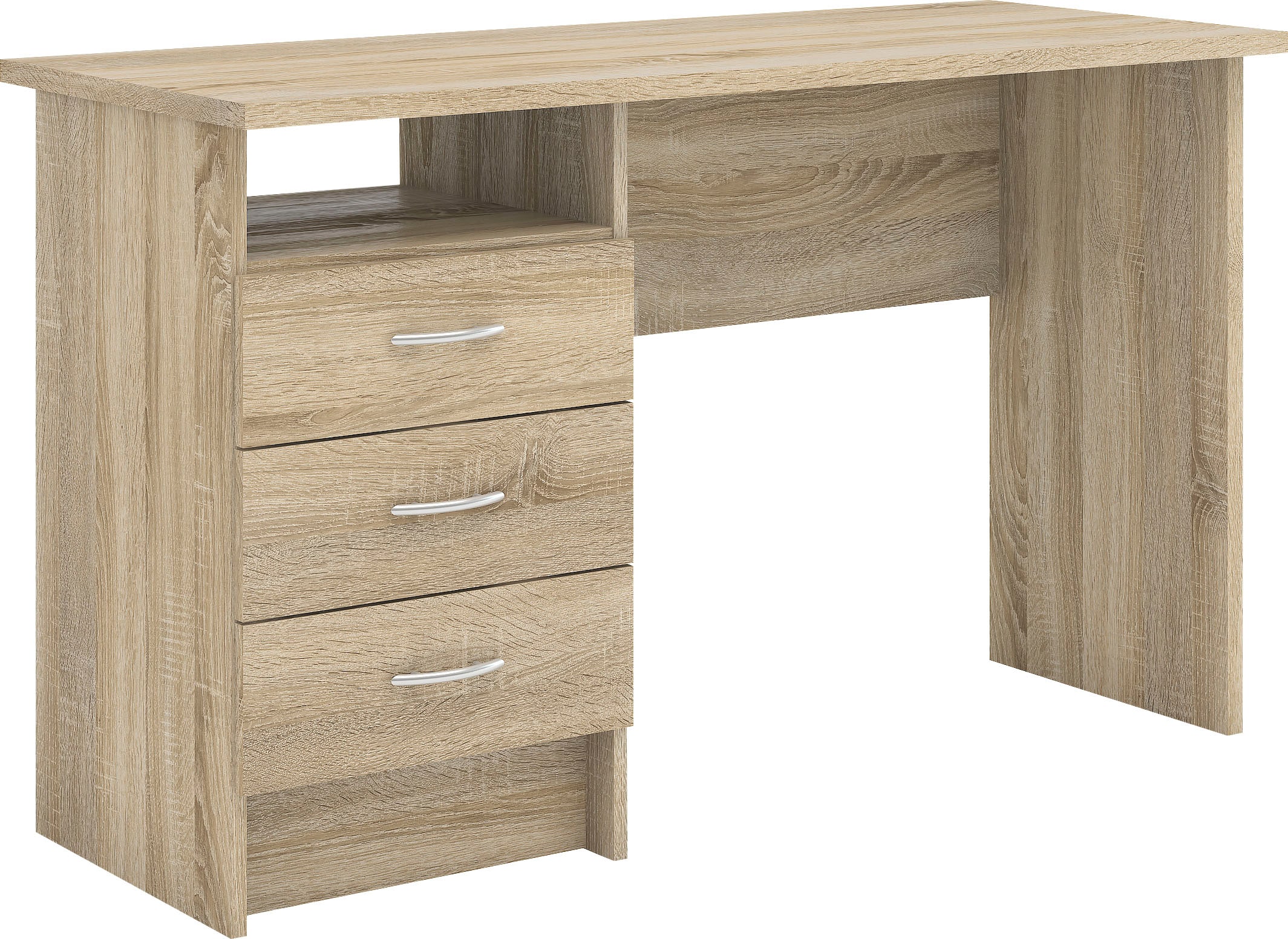 Schreibtisch INOSIGN "Function Plus, Arbeitstisch, Bürotisch", braun (eichefarben), B:120cm H:72,6cm T:48,1cm, Tische, Computertisch mit 3 Schubladen, Breite 120 cm, Tiefe 48 cm