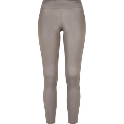 Leggings URBAN CLASSICS "Urban Classics Damen Ladies Synthetic Leather Leggings", Damen, Gr. L, US-Größen, grau (asphalt), 87% Polyester, 13% Elasthan, unifarben, skinny fit, Hosen Image