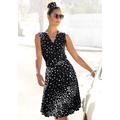 Jerseykleid VIVANCE Gr. 44, N-Gr, schwarz-weiß (schwarz, weiß, bedruckt) Damen Kleider Strandkleider mit Punktedruck und V-Ausschnitt, elegantes Sommerkleid Bestseller