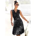 Jerseykleid VIVANCE, Damen, Gr. 44, N-Gr, schwarz-weiß (schwarz, weiß, bedruckt), Jersey, Obermaterial: 100% Viskose, gepunktet, modisch, figurumspielend kniefrei, V-Ausschnitt, ohne Ärmel, Kleider, mit Punktedruck und V-Ausschnitt, elegantes...