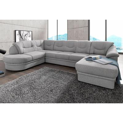 Wohnlandschaft SIT & MORE "Savoni U-Form", grau, B:334cm H:90cm T:206cm, NaturLEDER (echtes Rindsleder) in Sitz und Rücken. Korpus in passendem Kunstleder SOFTLUX bezogen, Luxus-Microfaser (100% Polyester), Struktur ( 100% Polyester),... Image