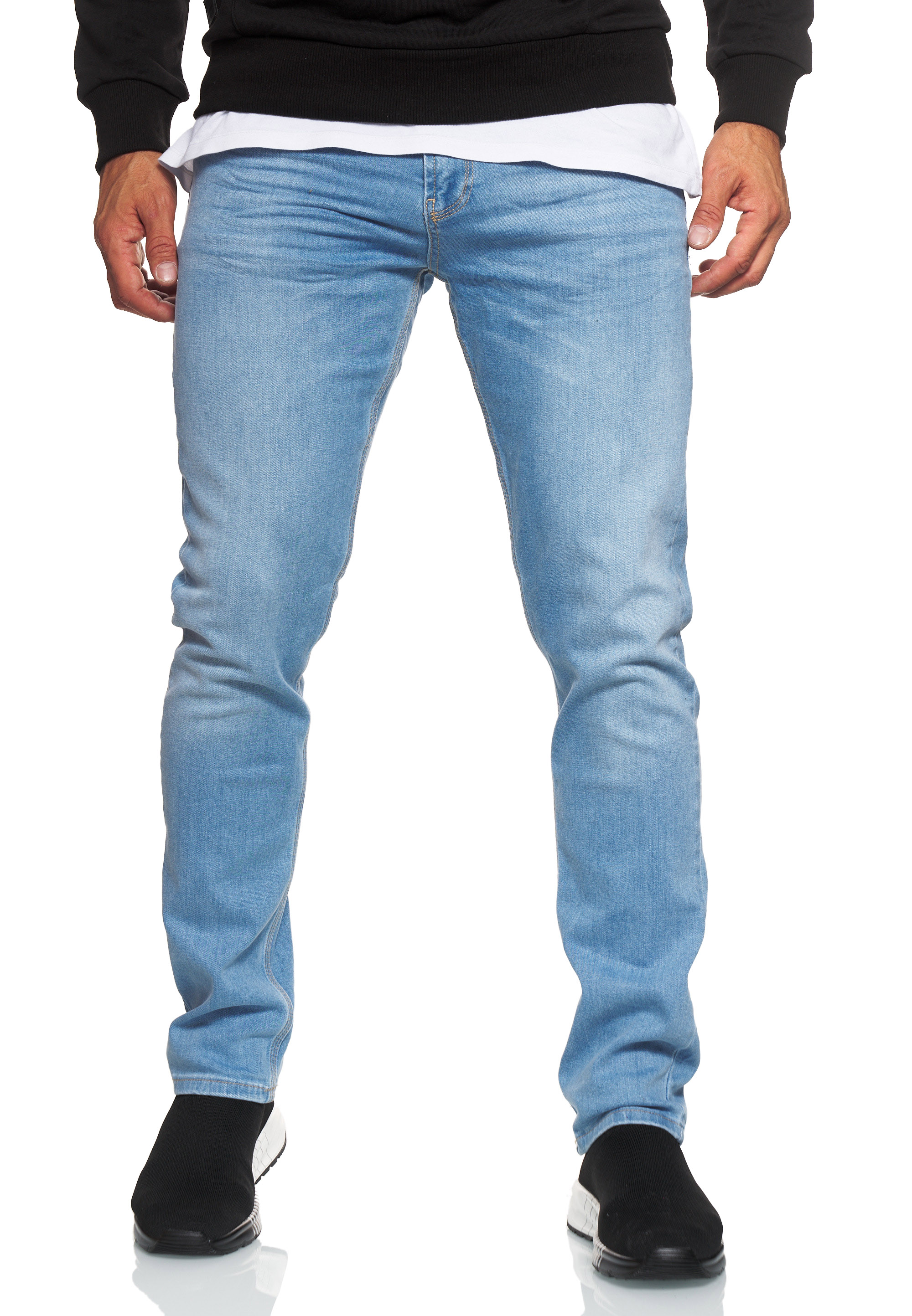 Straight-Jeans RUSTY NEAL "MELVIN", Herren, Gr. 33, Länge 32, blau (hellblau), 98% Baumwolle, 2% Elasthan, unifarben, lang, Jeans Straight-Jeans, im klassischen 5-Pocket-Stil