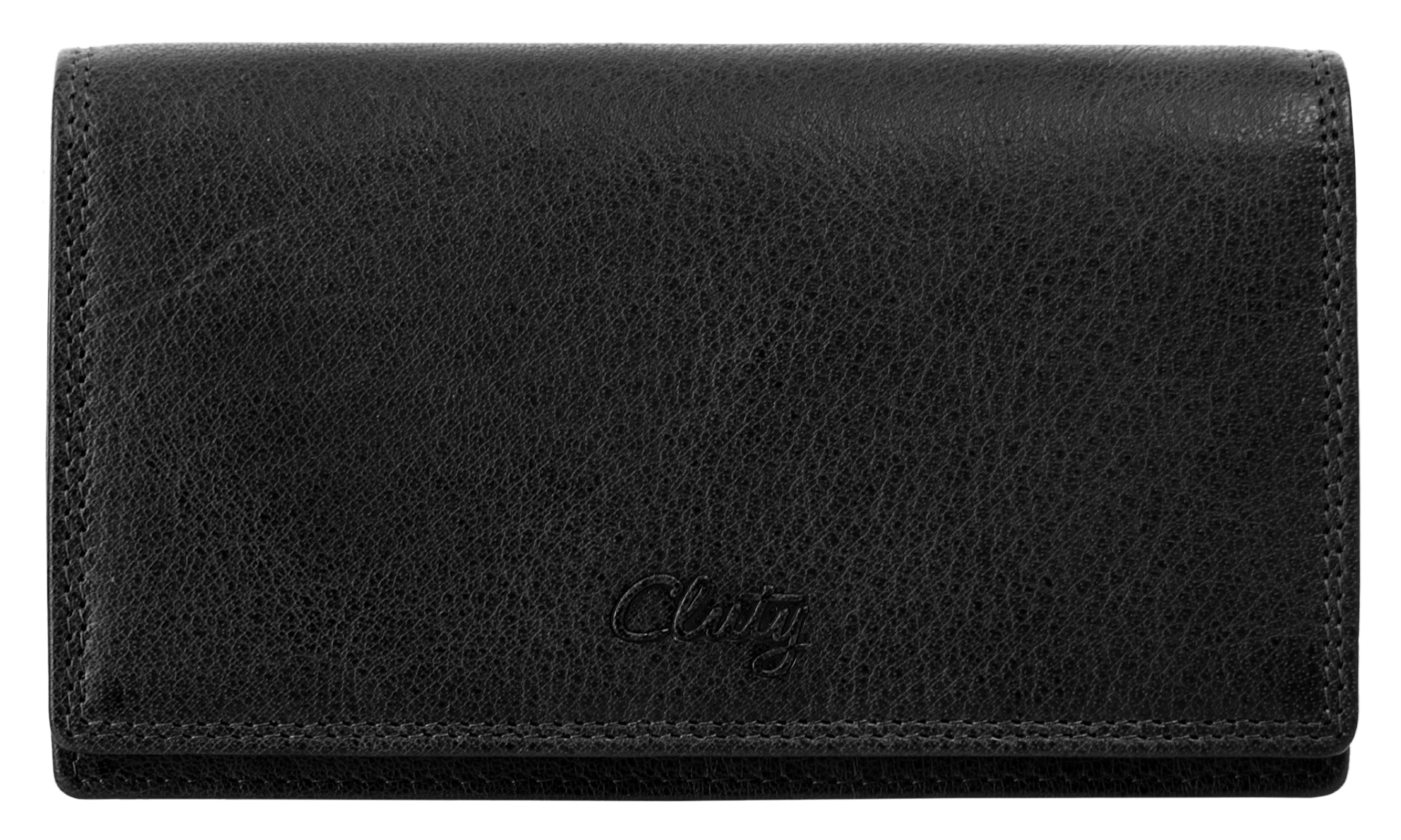Geldbörse CLUTY, schwarz, Leder, unifarben, Kleinlederwaren, echt Leder Image