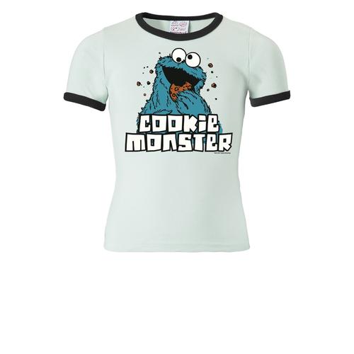 "T-Shirt LOGOSHIRT ""Sesamstraße - Krümelmonster"" Gr. 104, weiß Mädchen Shirts T-Shirts mit niedlichem Krümelmonster-Frontdruck"