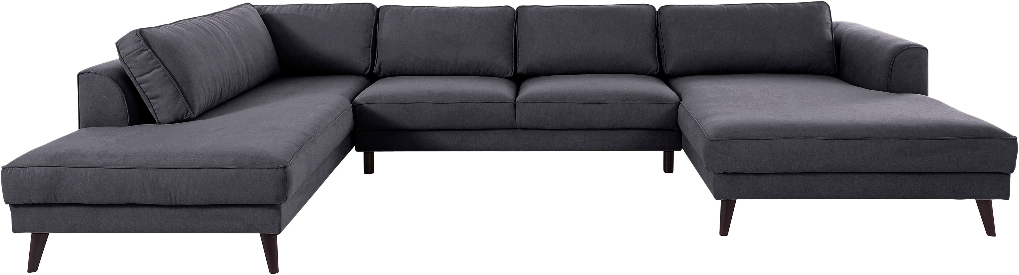 Wohnlandschaft HOME AFFAIRE "Lumber Jack, viel Platz, bequem, Breite 354cm, hoher Fuß, U-Form", grau (graphite), B:354cm H:85cm T:201cm, Sofas, Wohnlandschaft, in moderner Optik