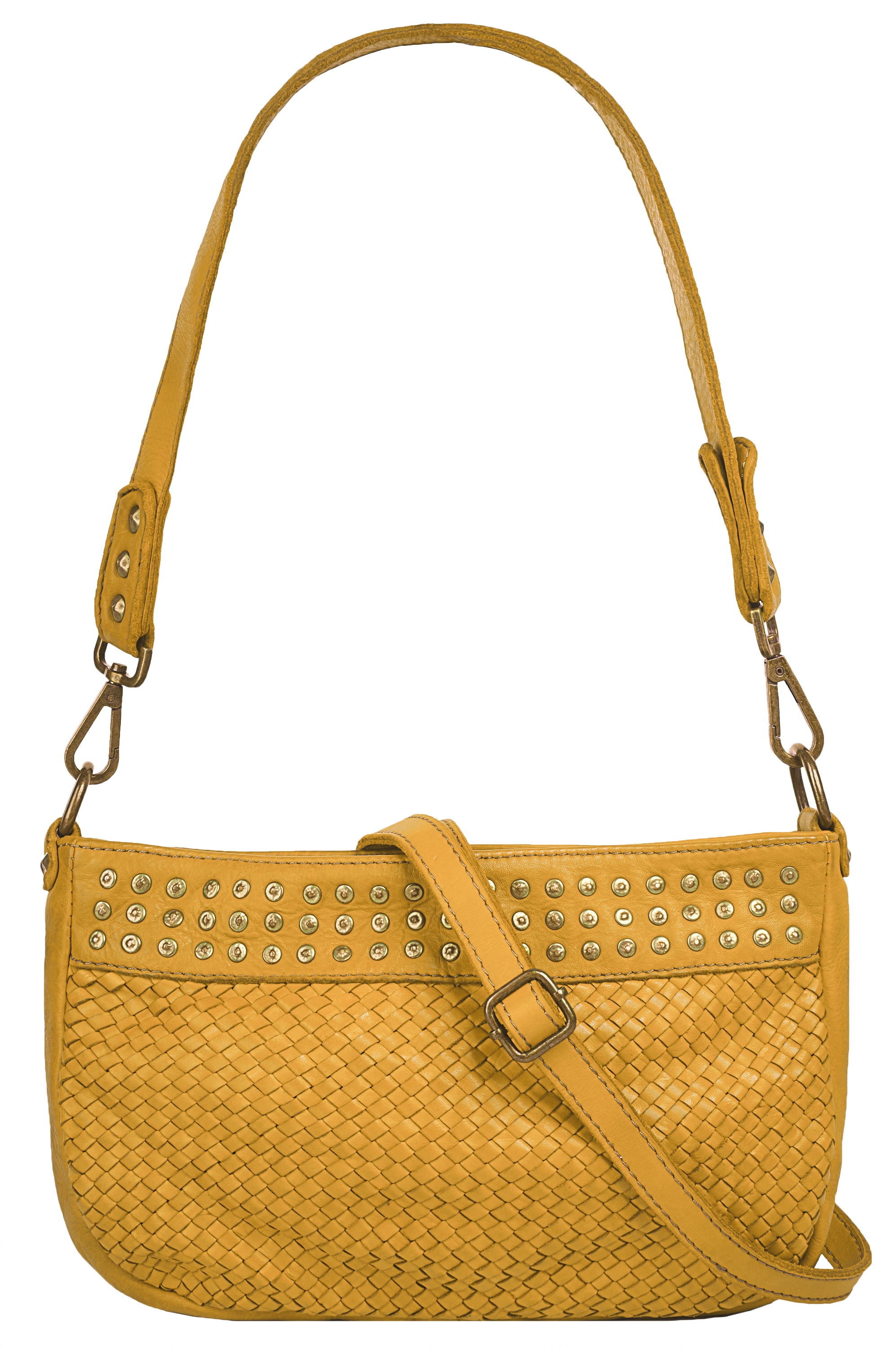 Umhängetasche SAMANTHA LOOK, Damen, Gr. B/H/T: 28cm x 17cm x 4cm onesize, gelb, Leder, Taschen, echt Leder, Made in Italy Image