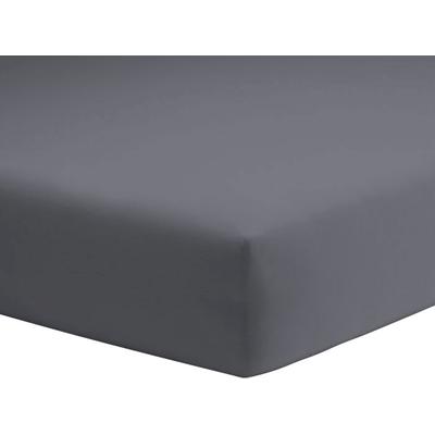 Spannbettlaken SCHLAFGUT "Mako-Jersey aus 100% Baumwolle, Bettlaken", grau (grafit), B:180-200cm L:200cm, Mako-Jersey, Obermaterial: 100% Baumwolle, Laken, für Matratzen bis 20 cm Höhe, in 90x200, 140x200 oder 180x200 cm Image