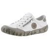 Schnürschuh RIEKER, Damen, Gr. 36, weiß (weiß, taupe), Leder, unifarben mit Farbeinsatz, sportlich, Schuhe Damenschuh Freizeitschuh Halbschuh Schnürschuh, mit Zierreißverschluss, Freizeitschuh, Halbschuh, Schnürschuh, Topseller