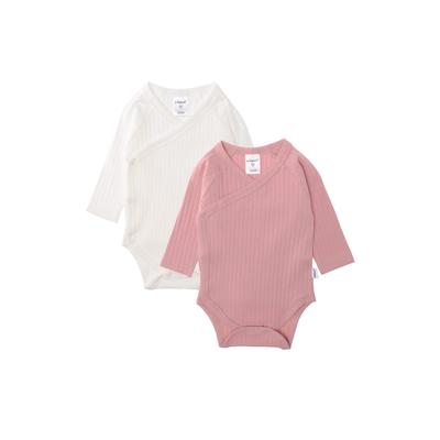 Body LILIPUT, Baby, Gr. 44, EURO-Größen, rosa (weiß, rosé), 95% Baumwolle, 5% Polyester, unifarben, kurz, Langarm, Bodies, aus weichem Material Image