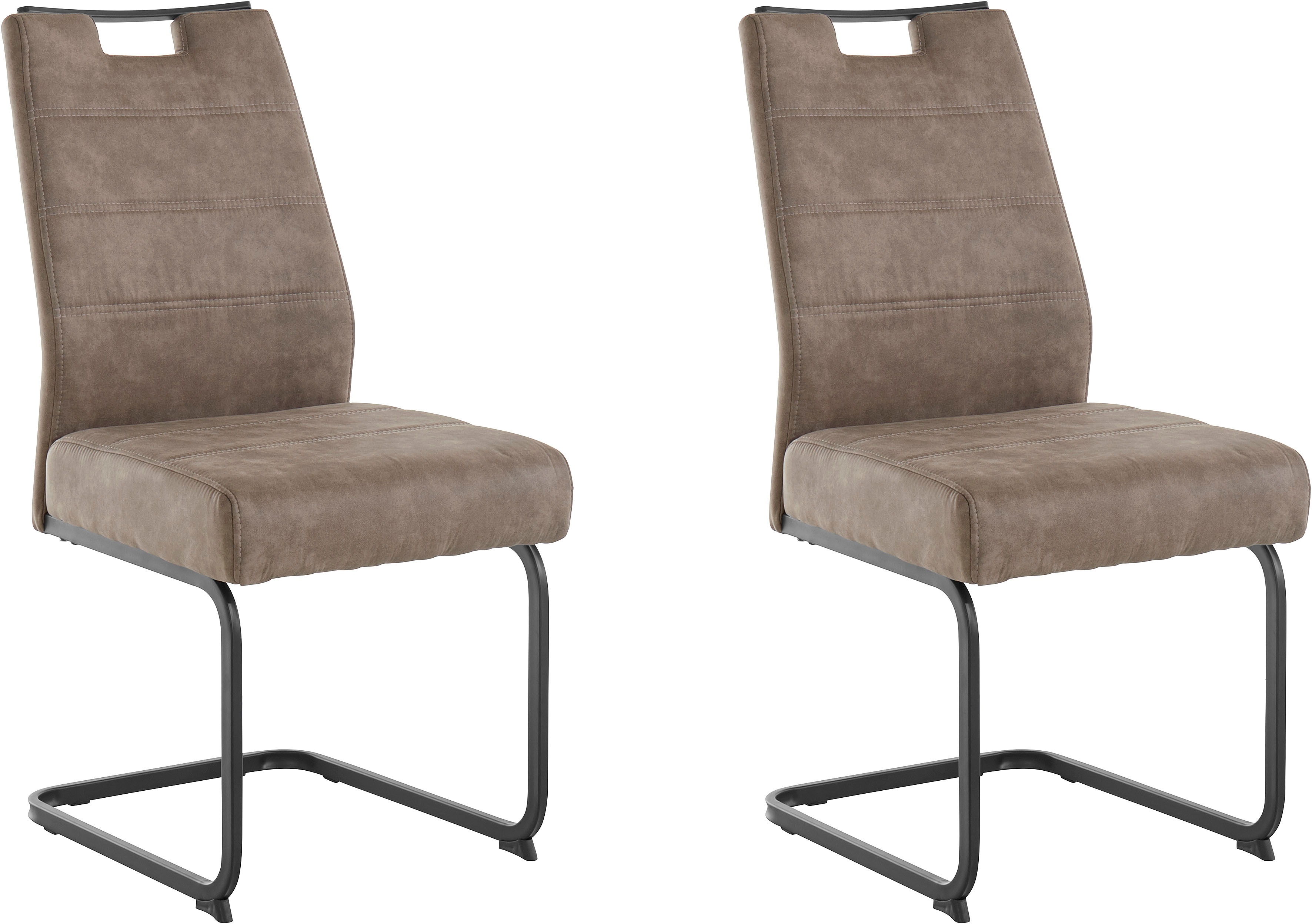 Esszimmerstuhl HELA "Lena", braun (vintage schlamm, schwarz), 2 Stk., Microfaser VINTAGE Lederoptik, Stoff, Stühle, Esszimmerstuhl, 1, 2 und 4 Stück, mit Federkern Polsterung, Schwingstuhl