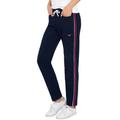 Jerseyhose TRIGEMA "TRIGEMA Lange Jogginghose mit Seitenstreifen" Gr. L, US-Größen, blau (navy) Damen Hosen Jerseyhosen