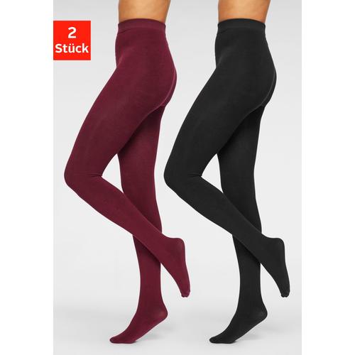 Thermostrumpfhose LAVANA Gr. M (40/42), rot (weinrot) Damen Strumpfhosen mit angerauter Innenseite