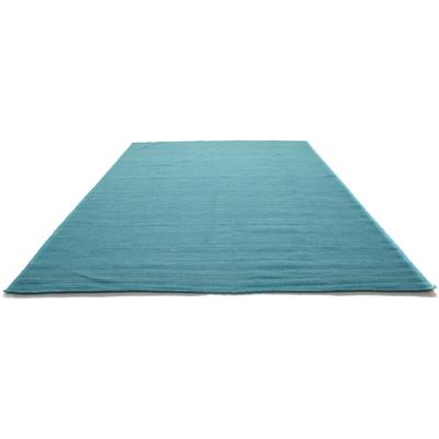 Wollteppich MORGENLAND "KELIM FANCY UNI", blau (türkis), B:170cm H:7mm L:240cm, Wolle, Teppiche, reine Wolle, Wendbar, Einfarbig, Uni, Wohnzimmer Image