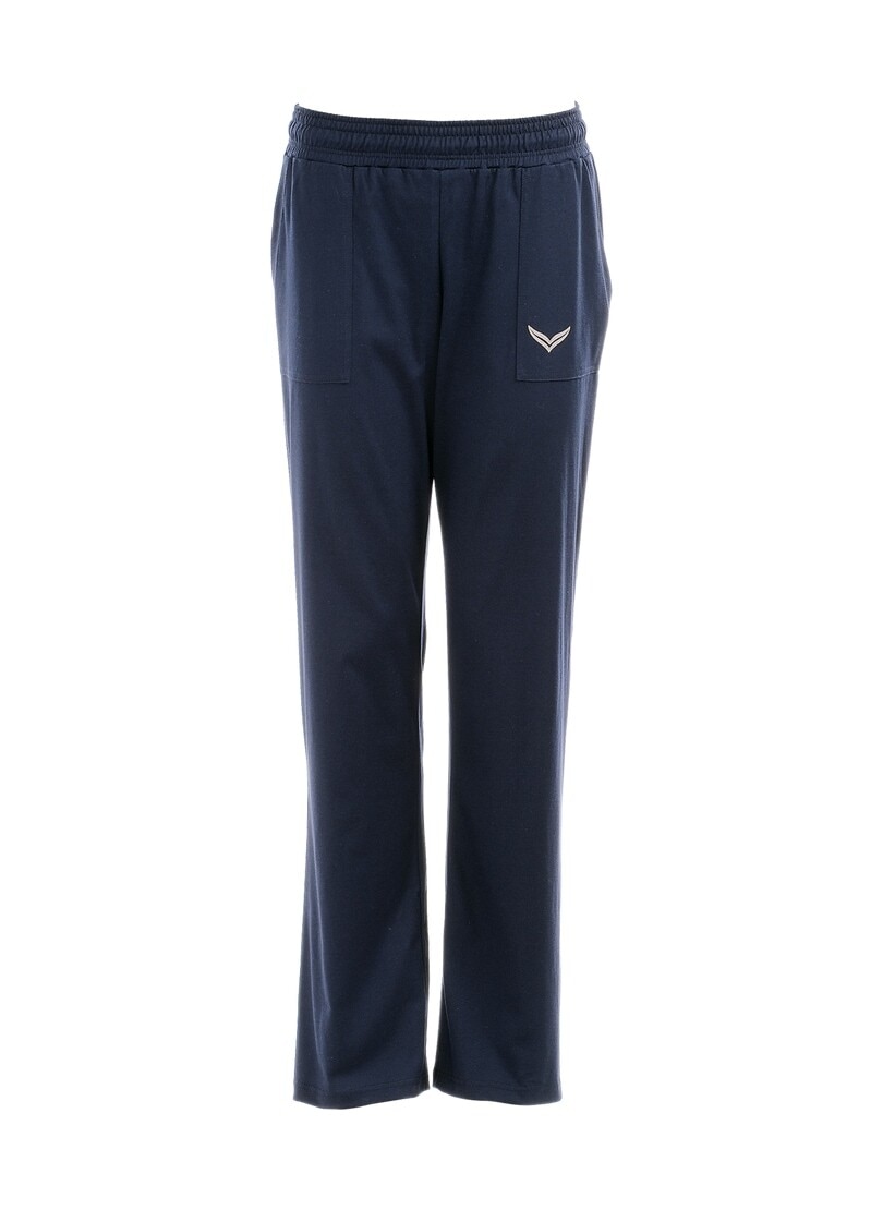 Jerseyhose TRIGEMA "TRIGEMA Hose DELUXE Baumwolle", Herren, Gr. L, US-Größen, blau (navy), 100% Baumwolle, Hosen Jerseyhose