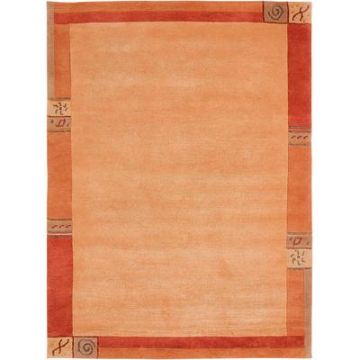 Wollteppich LUXOR LIVING "India" Gr. 2, orange (terra), B:70cm H:20mm L:140cm, Wolle, Teppiche, Designer-Teppich Knüpfteppich Schurwollteppich Teppich, reine Wolle, handgeknüpft, mit Bordüre, auch als Läufer Image
