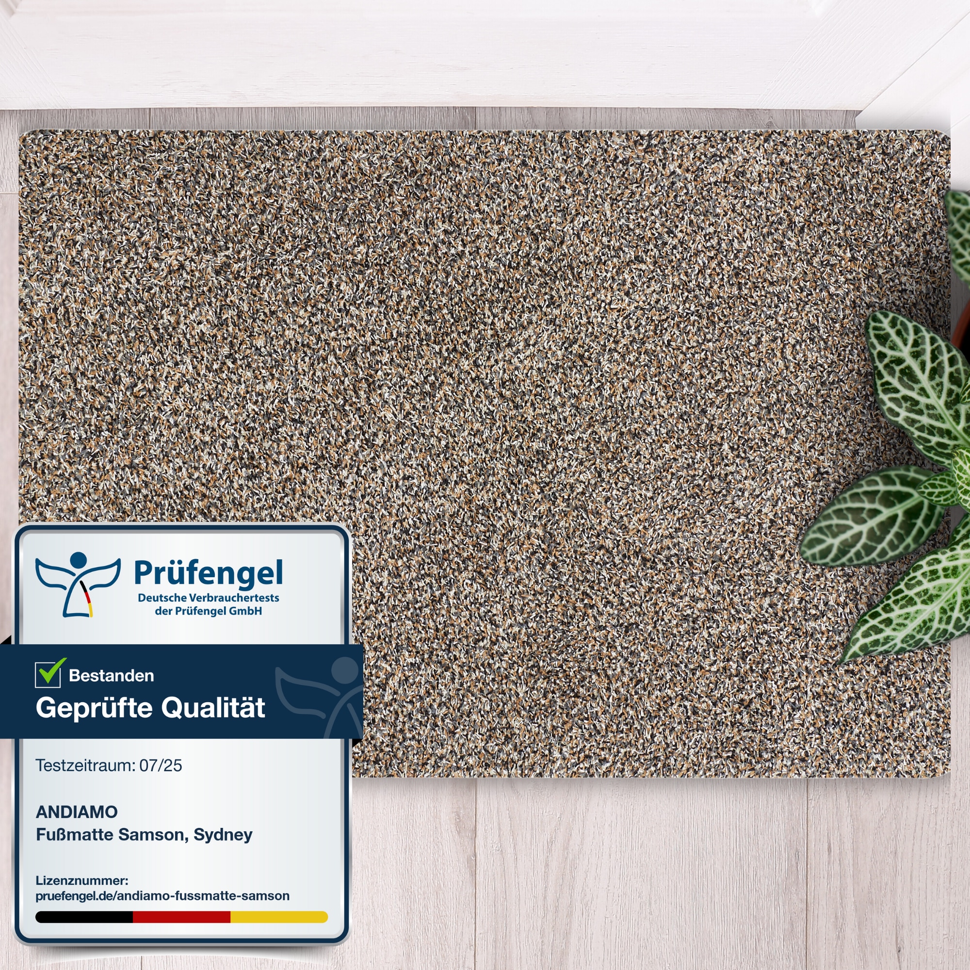 Fußmatte ANDIAMO "Samson, Made in Netherlands" Gr. 3, grau (granit), B:100cm H:6mm L:150cm, Baumwolle, Kunstfaser, Teppiche, Fußmatte, Schmutzfangmatte, waschbar, rutschhemmend, auch als 2er Set erhältlich Image