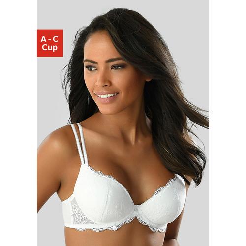 Push-up-BH VIVANCE Gr. 85, Cup C, weiß Damen BHs BH Hochzeitsdessous Hochzeitswäsche Push-up-BH Spitzen-BH Spitzenwäsche Spitzen-BHs mit 2 Tragevarianten, Dessous