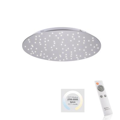 JUST LIGHT LED Deckenleuchte "SPARKLE", grau (stahlgrau), Ø 48cm, Lampen, CCT - über Fernbedienung, LED Sternenhimmel