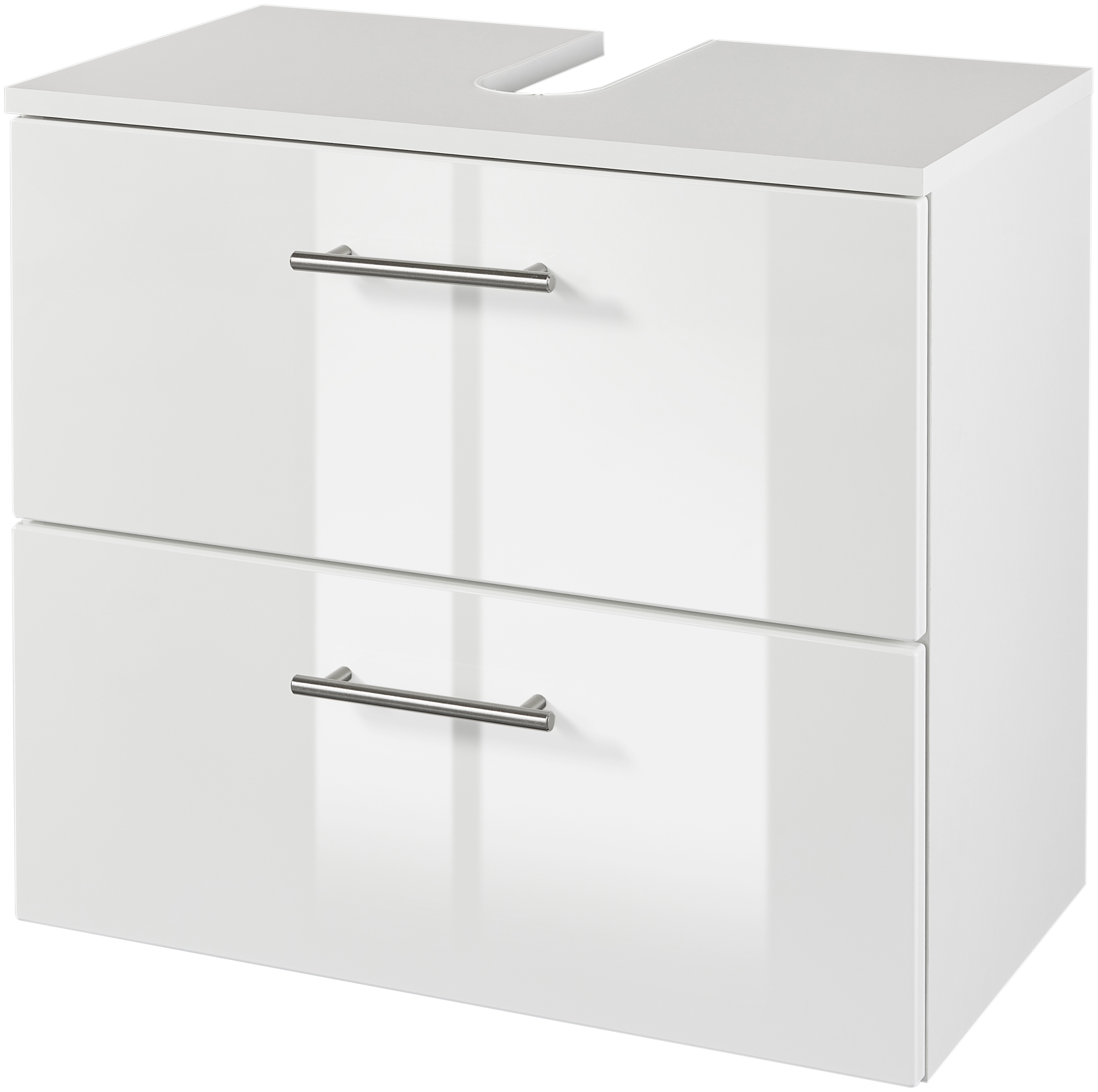 Waschbeckenunterschrank WELLTIME "Trento, verschiedene Ausführungen und Farben", weiß (weiß hochglanz), B:60cm H:54cm T:35cm, Holzwerkstoff, MDF, Schränke, Badmöbel, Breite 60 cm, Beckenunterschrank auf Füßen, Made in Germany