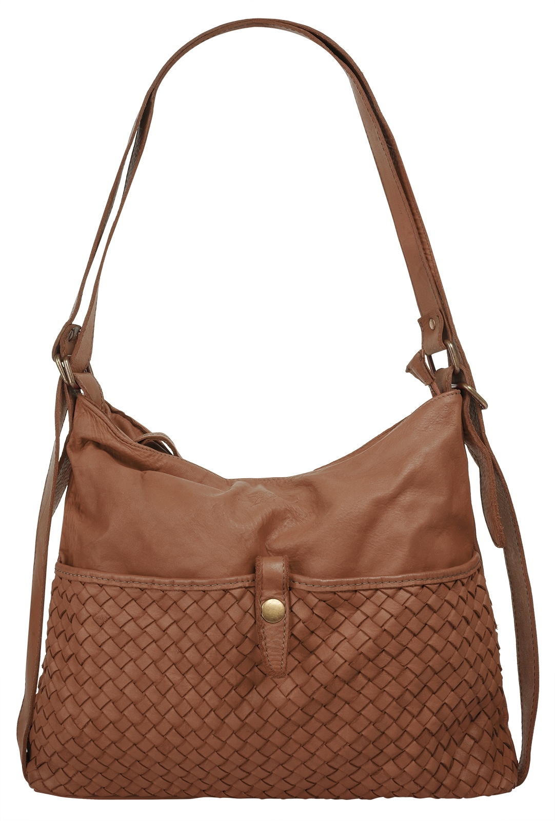 Shopper SAMANTHA LOOK, Damen, Gr. B/H/T: 34cm x 32cm x 8cm onesize, braun (cognac), Leder, Taschen Shopper, echt Leder, Made in Italy